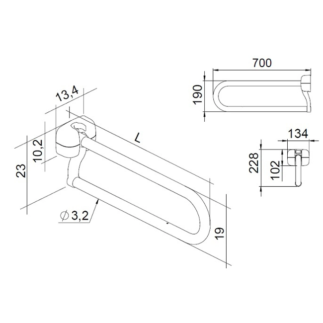 Vendita online Barra di sostegno in acciaio lucido L 70 cm.